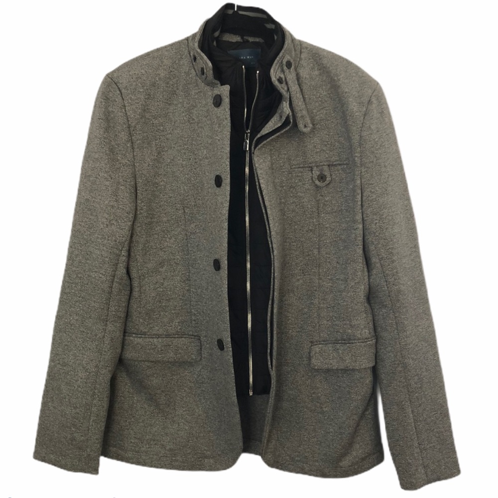 ZARA MAN Coat w/ Detachable Zip Size Large